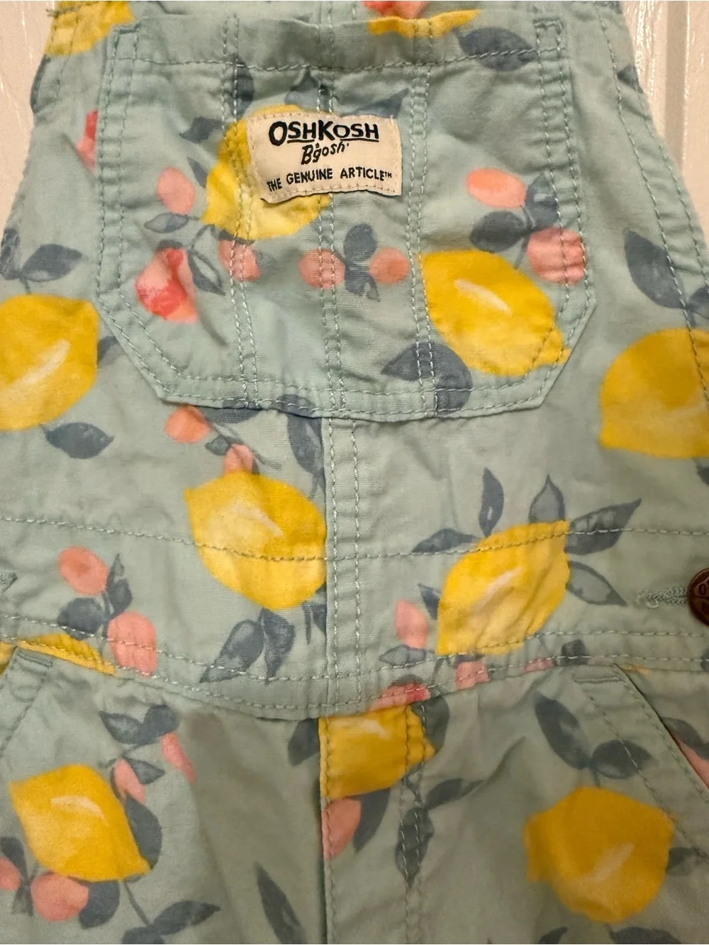 OshKosh B'gosh Toddler Lemon Print Shortalls Blue 4T